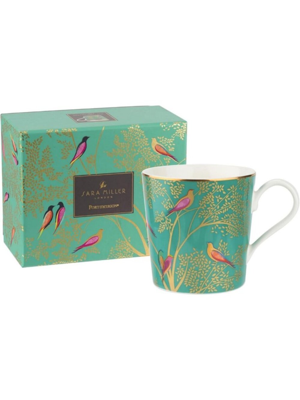 Elegant Green 12 Oz Fine China Mug for Tea, Coffee & Hot Cocoa | Gold Detail